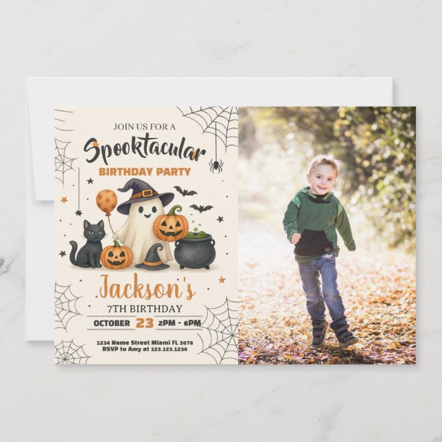 Spooktacular Halloween Birthday-inbjudan Inbjudningar (Framsida)