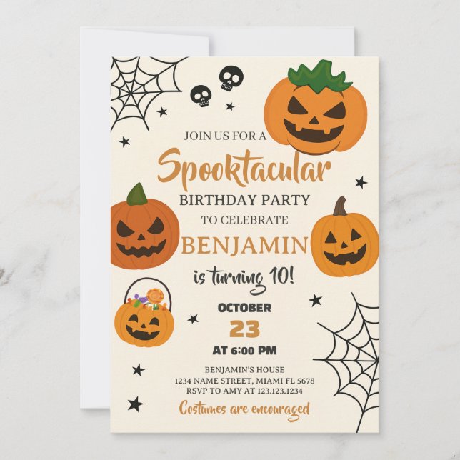 Spooktacular Halloween Birthday-inbjudan Inbjudningar (Framsida)