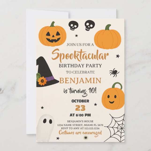 Spooktacular Halloween Birthday-inbjudan Inbjudningar (Framsida)