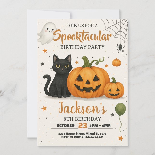Spooktacular Halloween Birthday-inbjudan Inbjudningar (Framsida)