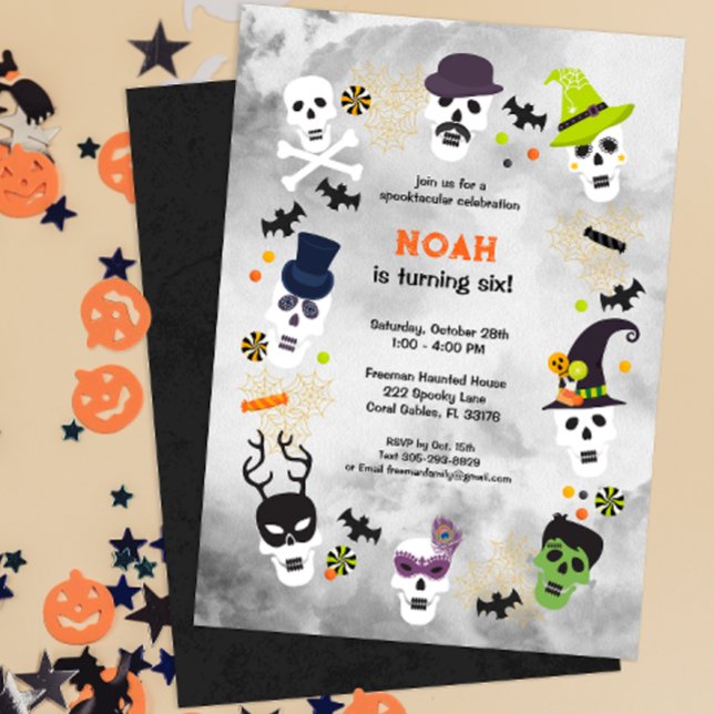 Spooktacular Halloween Birthday-inbjudan Inbjudningar (Fun Spooktacular Halloween Birthday Bash)