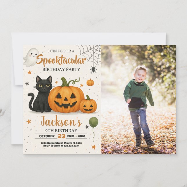 Spooktacular Halloween Birthday-inbjudan Inbjudningar (Framsida)