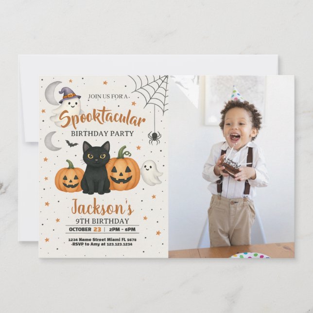Spooktacular Halloween Birthday-inbjudan Inbjudningar (Framsida)