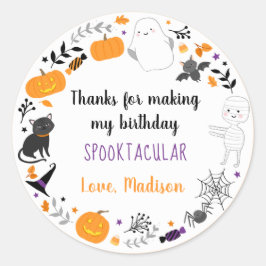 Spooktacular Halloween Birthday Tack Runt Klistermärke