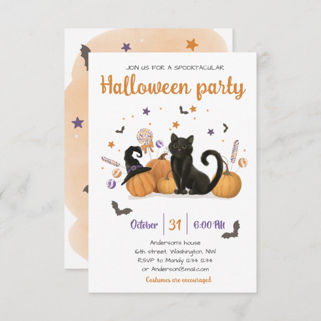 Spooktacular Halloween Candy Party-inbjudan Inbjudningar (Fram/baksida)