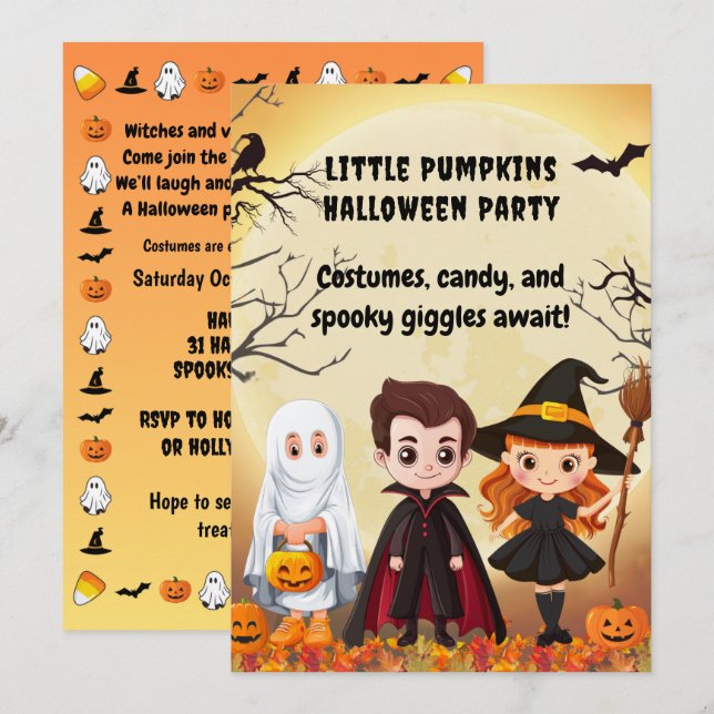 Spooktacular Halloween Children's Party Inbjudningar (Fram/baksida)