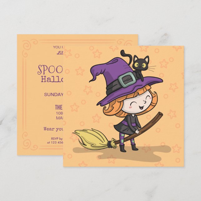 Spooktacular Halloween Costume | Gruppinbjudan Inbjudningar (Fram/baksida)