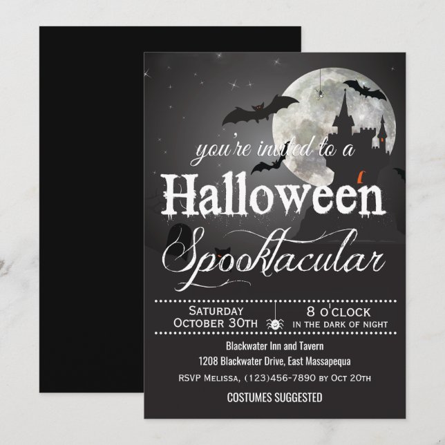 Spooktacular Halloween Costume Party Inbjudningar (Fram/baksida)
