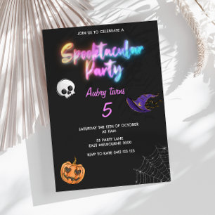 Spooktacular Halloween Cute Colouful Barns födelse Inbjudningar