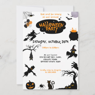Spooktacular Halloween fest Black Orange Inbjudningar