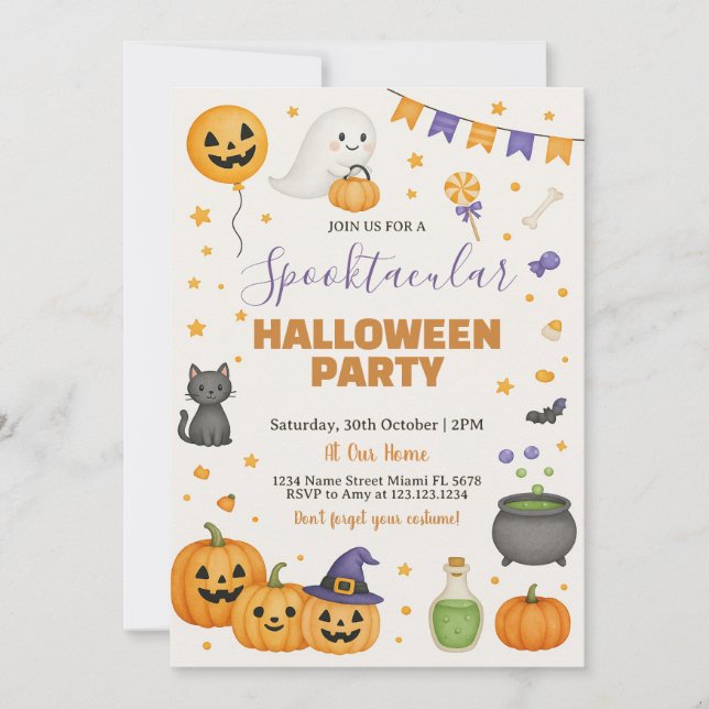 Spooktacular Halloween fest-inbjudan Inbjudningar (Framsida)