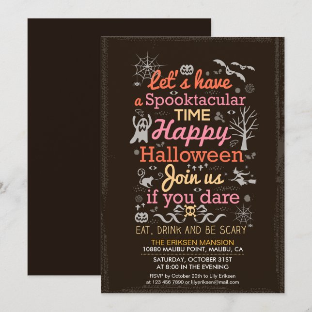 Spooktacular Halloween fest-inbjudan Inbjudningar (Fram/baksida)