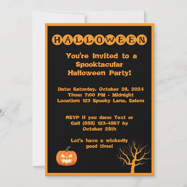 Spooktacular Halloween fest-inbjudan Inbjudningar (Framsida)