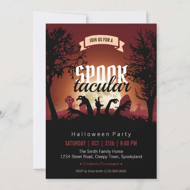 Spooktacular Halloween fest-inbjudan Inbjudningar (Framsida)