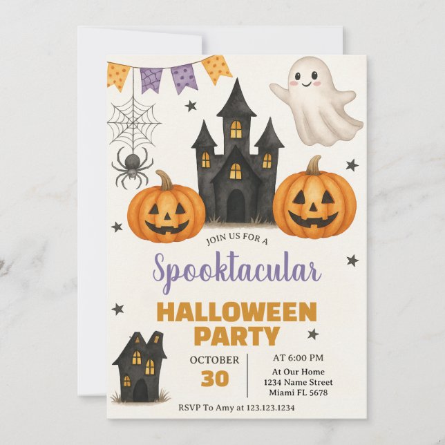 Spooktacular Halloween fest-inbjudan Inbjudningar (Framsida)