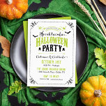 Spooktacular Halloween fest Inbjudningar<br><div class="desc">Modern vintage chic Halloween Costume Party-inbjudningsdesign med rustik typografi och ett sött prickat gräns med hörndetaljer om vintagens rulla. Cute fladdermöss- och skallgrafik kompletterar designen. Lägg till information om party om du vill skapa en anpassningsbar som en inbjudan av typen. Klicka på knappen CUSTOMIZE IT för att anpassa typsnitt, flytta...</div>