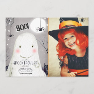 Spooktacular Halloween Ghost Boo Spider Birthday Inbjudningar