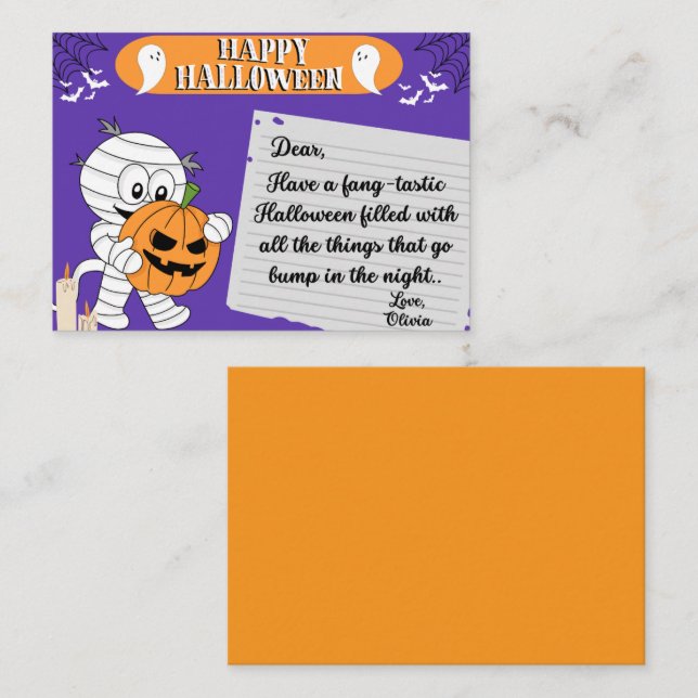 Spooktacular Halloween-hälsningskort Anteckningskort (Fram/baksida)