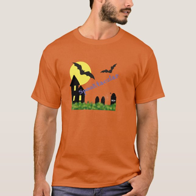 Spooktacular Halloween House med Fladdermöss T-Shi T Shirt (Framsida)