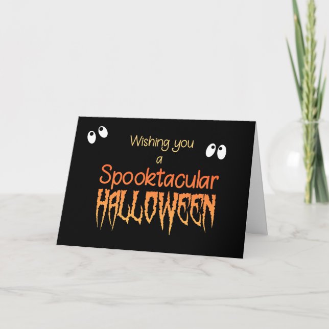 Spooktacular Halloween kort med spöklika ögon (Framsida)