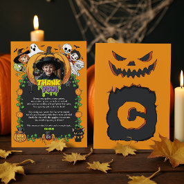 Spooktacular Halloween Monster Photo Cute Tecknad Tack Kort