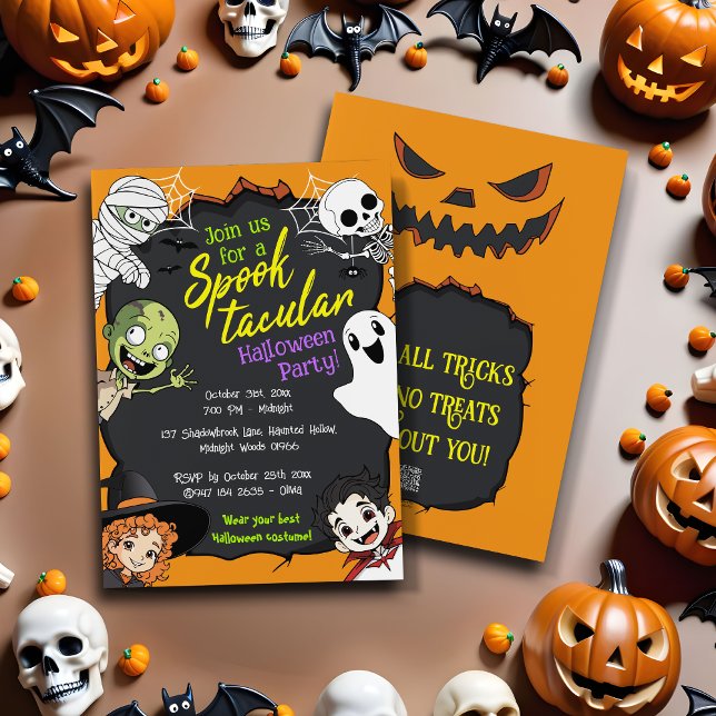 Spooktacular Halloween Monster Tecknad Kids Party Inbjudningar (Skapare uppladdad)