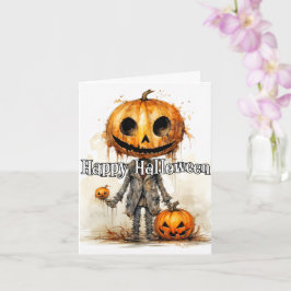 Spooktacular Halloween Pumpkin Fågelskrämma Art Kort