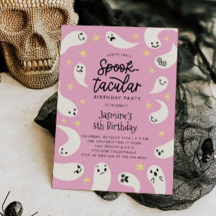 Spooktacular Halloween Rosa Ghost Birthday Inbjudningar