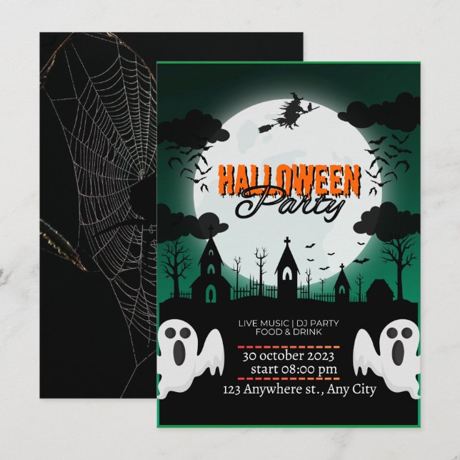 SpookTacular Haunted Castle Halloween fest Inbjuda Inbjudningar (Fram/baksida)