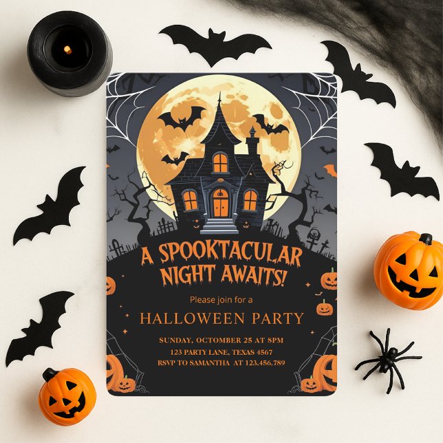 Spooktacular Haunted House Halloween fest Julkort (Skapare uppladdad)