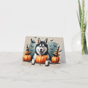 Spooktacular Husky Happy halloween Kort