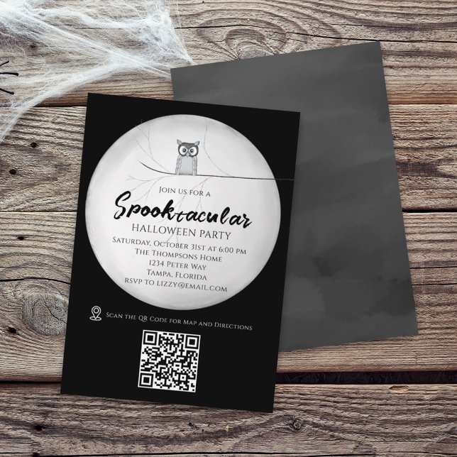 Spooktaculär i Svarta och vita Halloween fest Inbjudningar (Skapare uppladdad)
