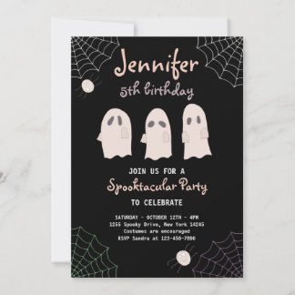 Spooktaculär inbjudan till Halloween Cute Ghost Bi