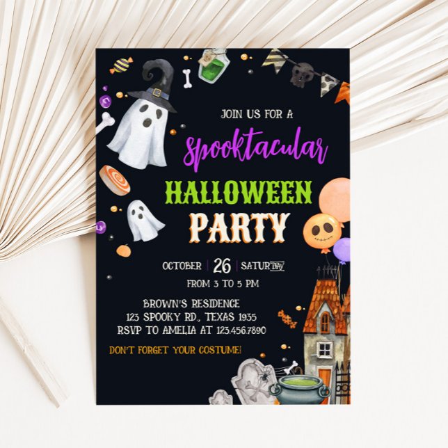Spooktacular Kids Costume Halloween fest Inbjudningar (Kids Spooktacular Costume Halloween Party Invitation)