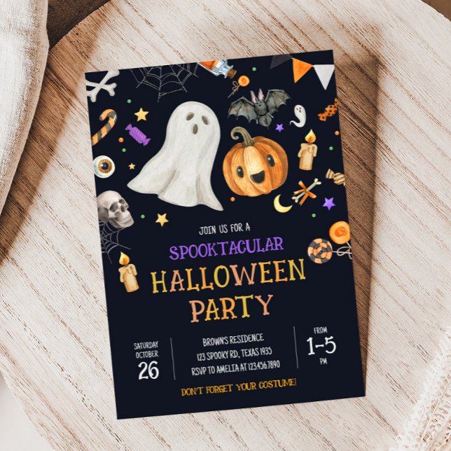Spooktacular Kids Cute Halloween Costume Party Inbjudningar (Spooktacular Halloween Costume Party Invitation )