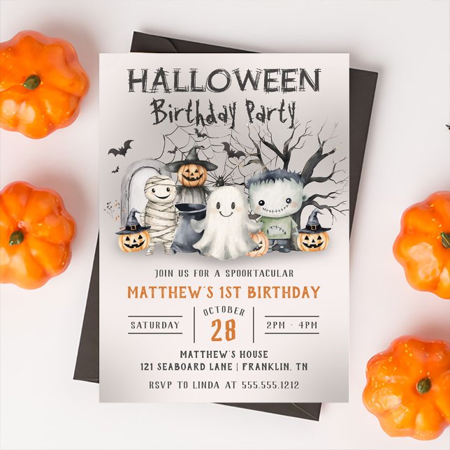 Spooktacular Kids Halloween Birthday Inbjudningar (Skapare uppladdad)