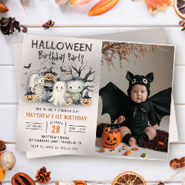 Spooktacular Kids Halloween Birthday Photo Inbjudningar