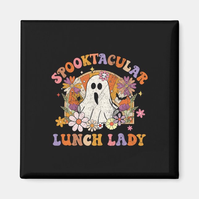 Spooktacular Lunch Dam Happy halloween Spooky Mat Magnet (Framsidan)