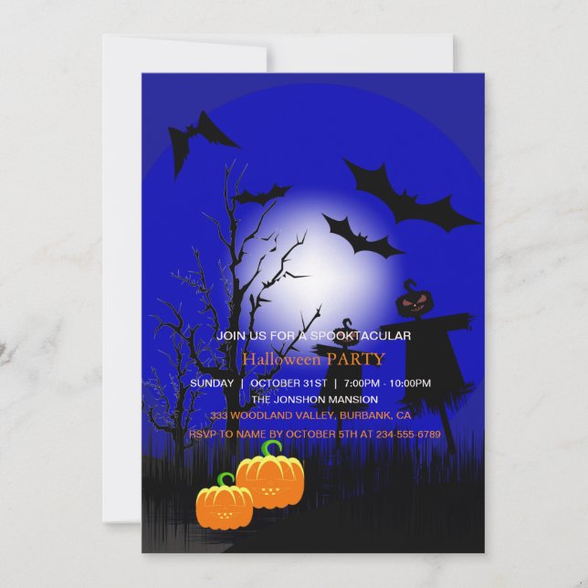 Spooktaculär Mörk Haunted House Halloween fest I Inbjudningar (Framsida)