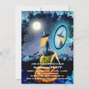 Spooktaculär Mörk Haunted House Halloween fest I Inbjudningar