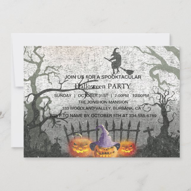 Spooktaculär Mörk Haunted House Halloween fest I Inbjudningar (Framsida)
