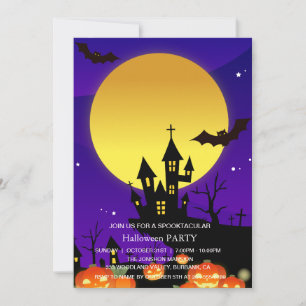 Spooktaculär Mörk Haunted House Halloween fest I Inbjudningar