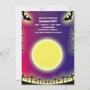 Spooktaculär Mörk Haunted House Halloween fest I Inbjudningar