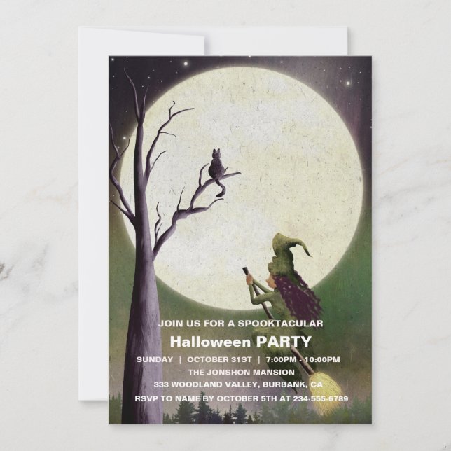 Spooktaculär Mörk Haunted House Halloween fest I Inbjudningar (Framsida)