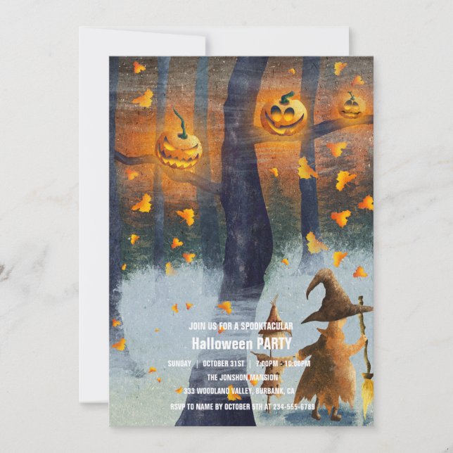 Spooktaculär Mörk Haunted House Halloween fest I Inbjudningar (Framsida)