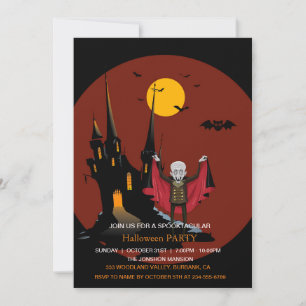 Spooktaculär Mörk Haunted House Halloween fest I Inbjudningar