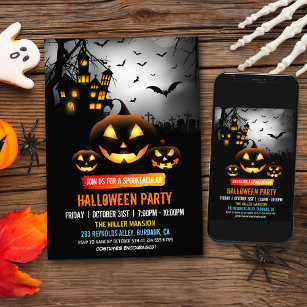 Spooktacular Mörk Haunted House Halloween fest Inbjudningar