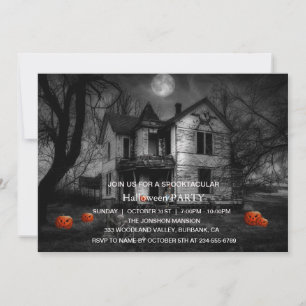 Spooktacular Mörk Haunted House Halloween fest Inbjudningar