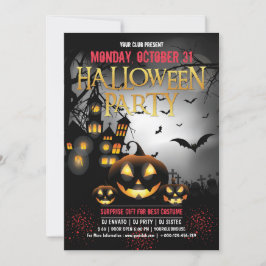 Spooktacular Mörk Haunted House Halloween Inbjudningar