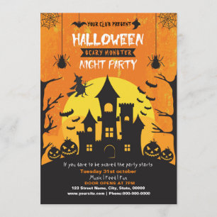 Spooktaculär Mörk hemsökt Halloween fest Inbjudningar